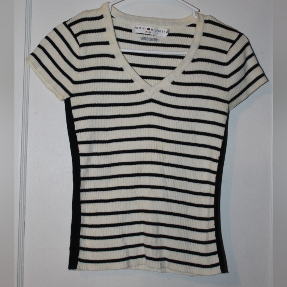 Y2K Tommy Hilfiger Ribbed Baby Tee Women's S